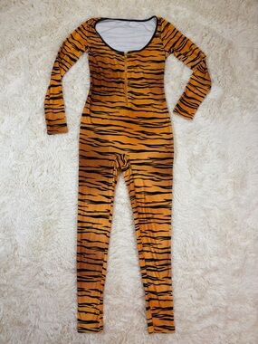 Spirit Women's Tiger Stripe Jumpsuit - Orange and Black
